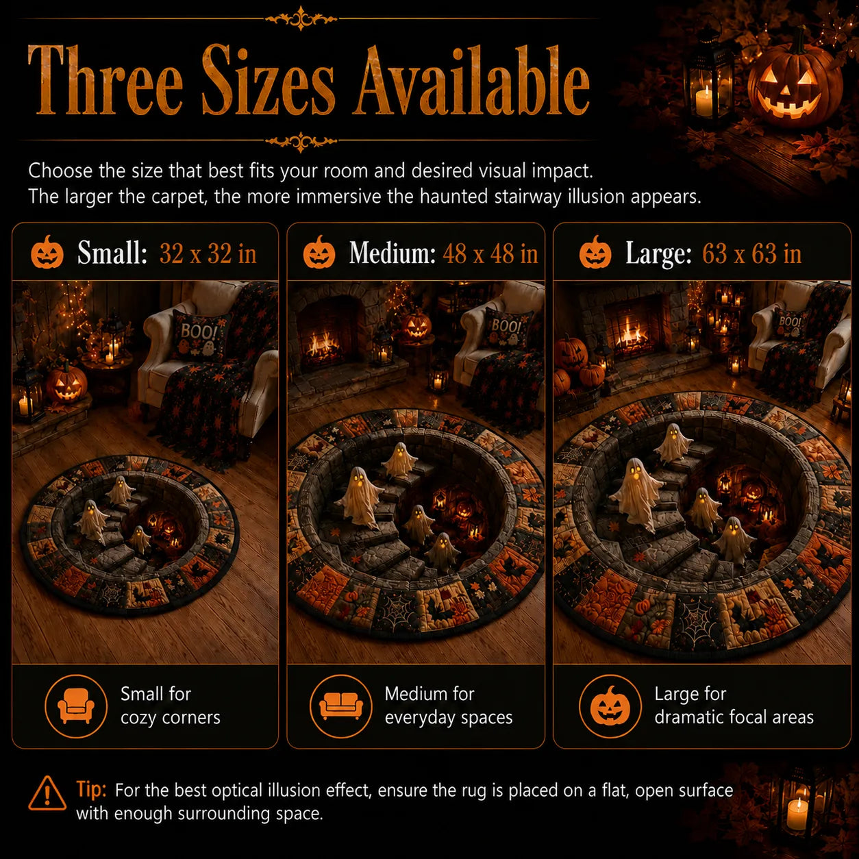 🔥 3D Haunted Staircase Round Rug – Spooky Halloween Optical Illusion 👻