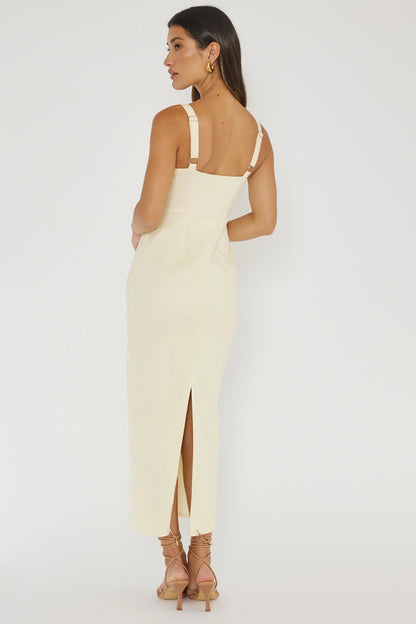 Sweet Pea Tied Bust Midi Dress Butter