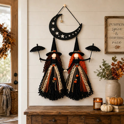 Moonlit Witch Sisters Wall Hanging