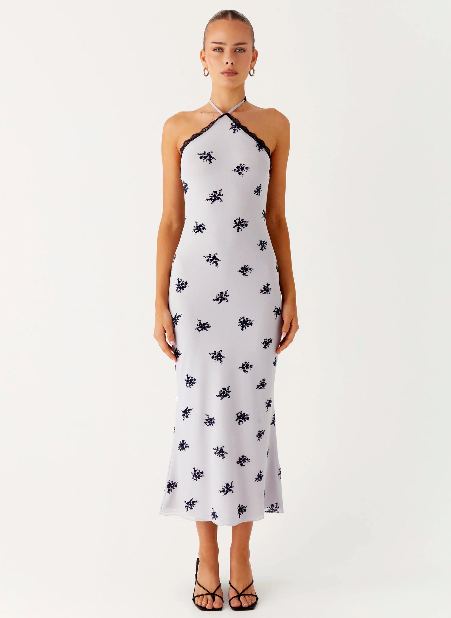 Nestel Flock Halter Midi Dress - Lilac