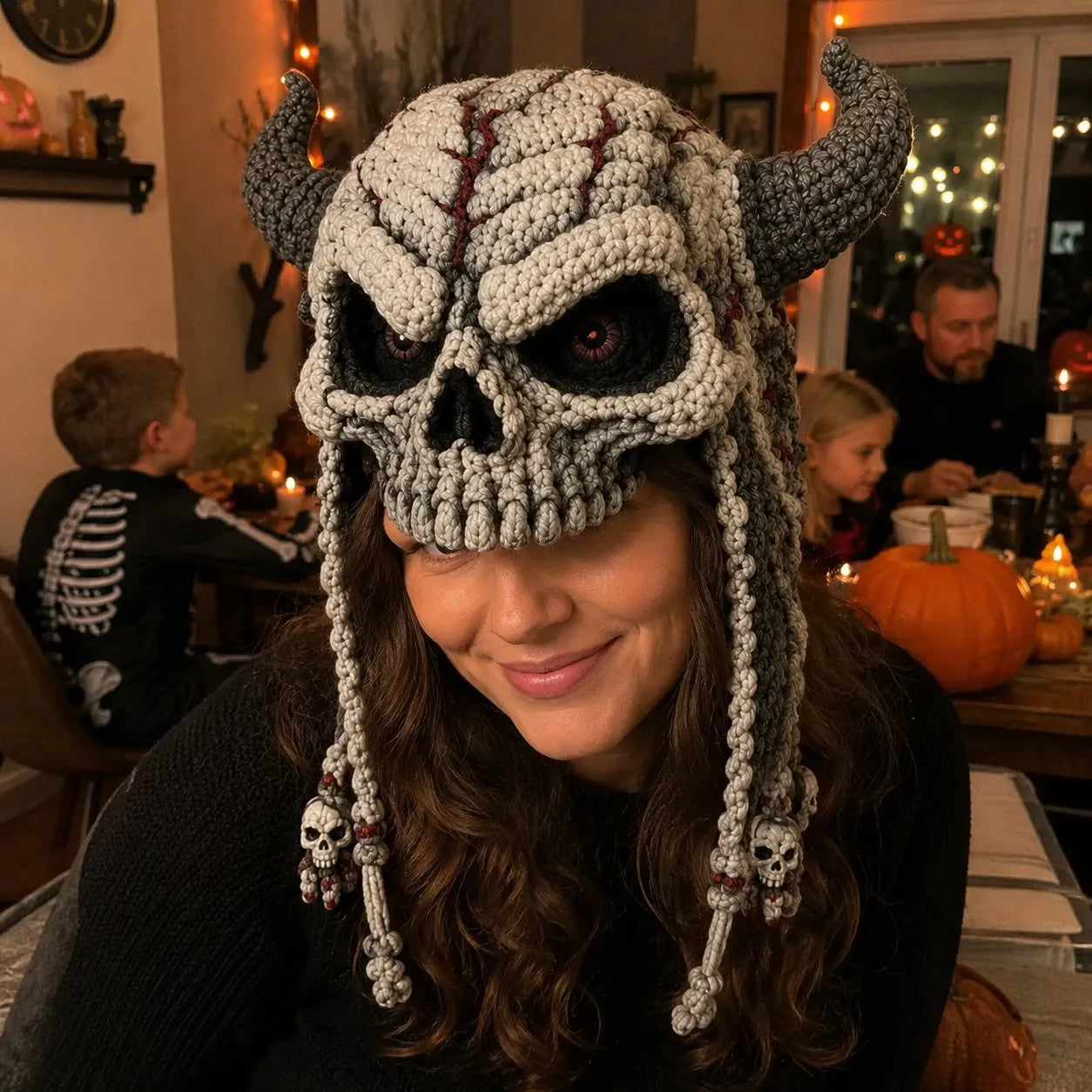 🔥 LAST DAY 49% OFF – 🎃 Halloween Monster Hood DIY Crochet Kit | Premium Soft Yarn Materials with Step-by-Step Guide DIY Handmade Wearable Character Hood 🧶🎭✨