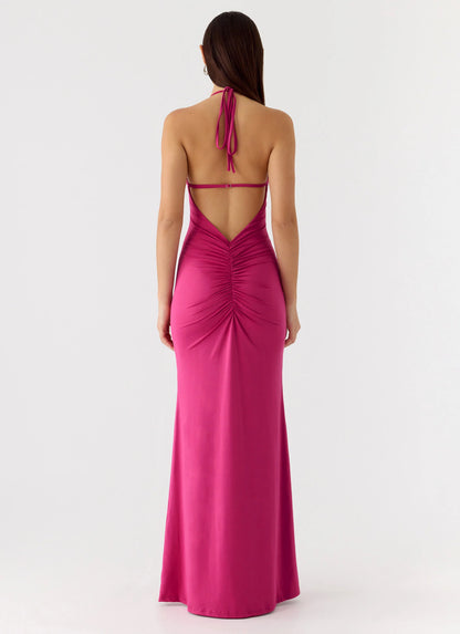 Have Your Attention Maxi Dress - Fuchsia