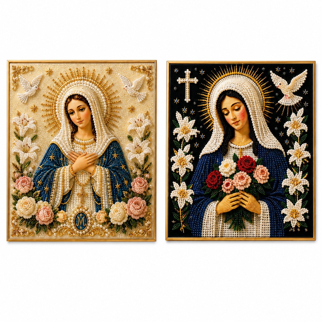 New Arrivals 49% OFF-2026  Divine Pearl Bead Virgin Mary Icon – A Peaceful DIY Faith Art Gift