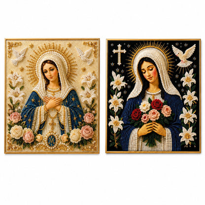 New Arrivals 49% OFF-2026  Divine Pearl Bead Virgin Mary Icon – A Peaceful DIY Faith Art Gift