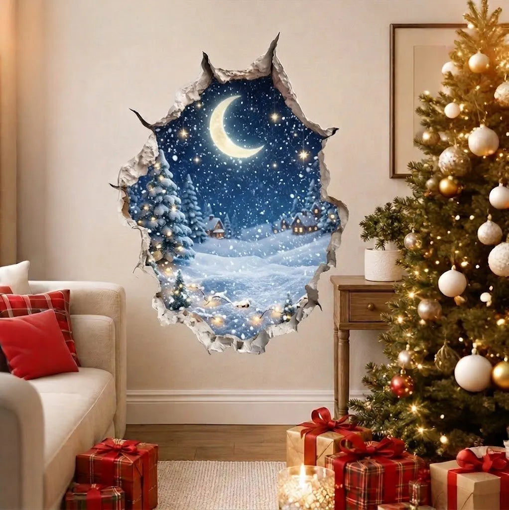 Creative 3D Christmas Santa Wall Sticker