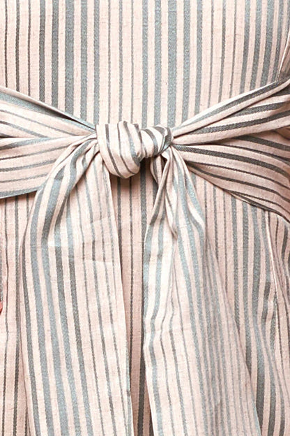 Silvia Fitted Striped Bow Tie Dress Green Olive