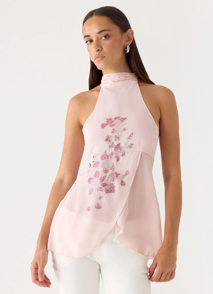 Flip It Embellished Top - Baby Pink