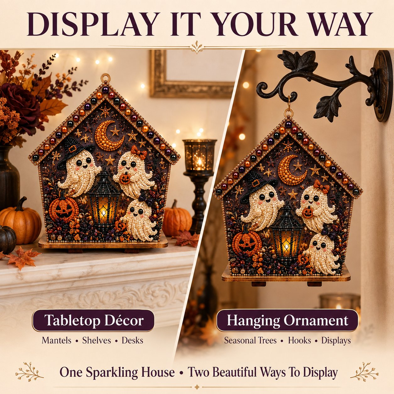 🏚️🎃Moonlit Wooden Cottage 3D Pearl Art Kit Collection | Complete Kit with All Tools & Step-by-Step Guide Included 💕