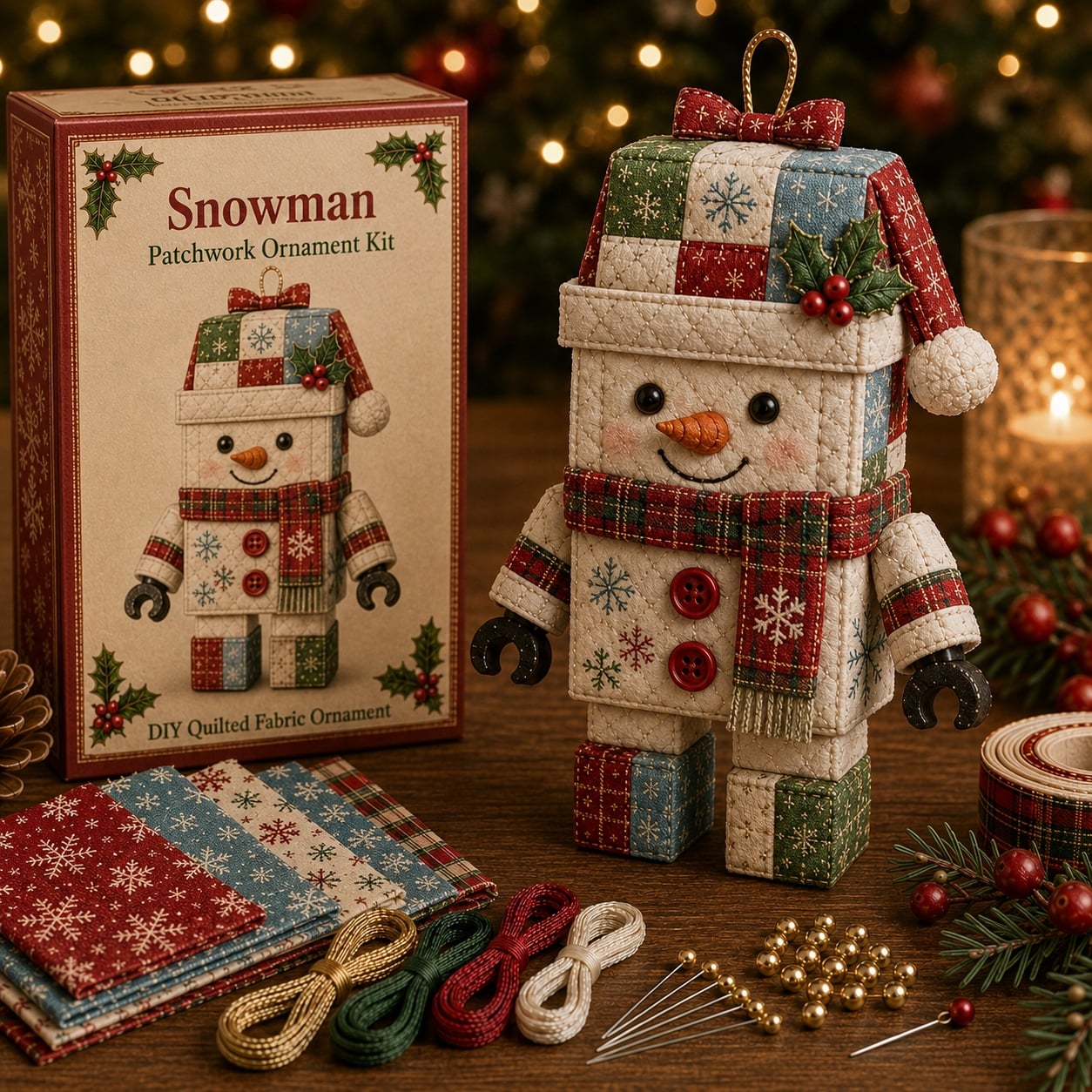 🎅⛄ Christmas Classics Block Figure Patchwork Ornament DIY Kit