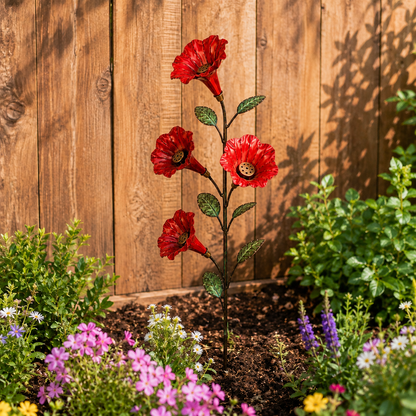 🌸Vintage Red Flower Hummingbird Feeder Garden Stake
