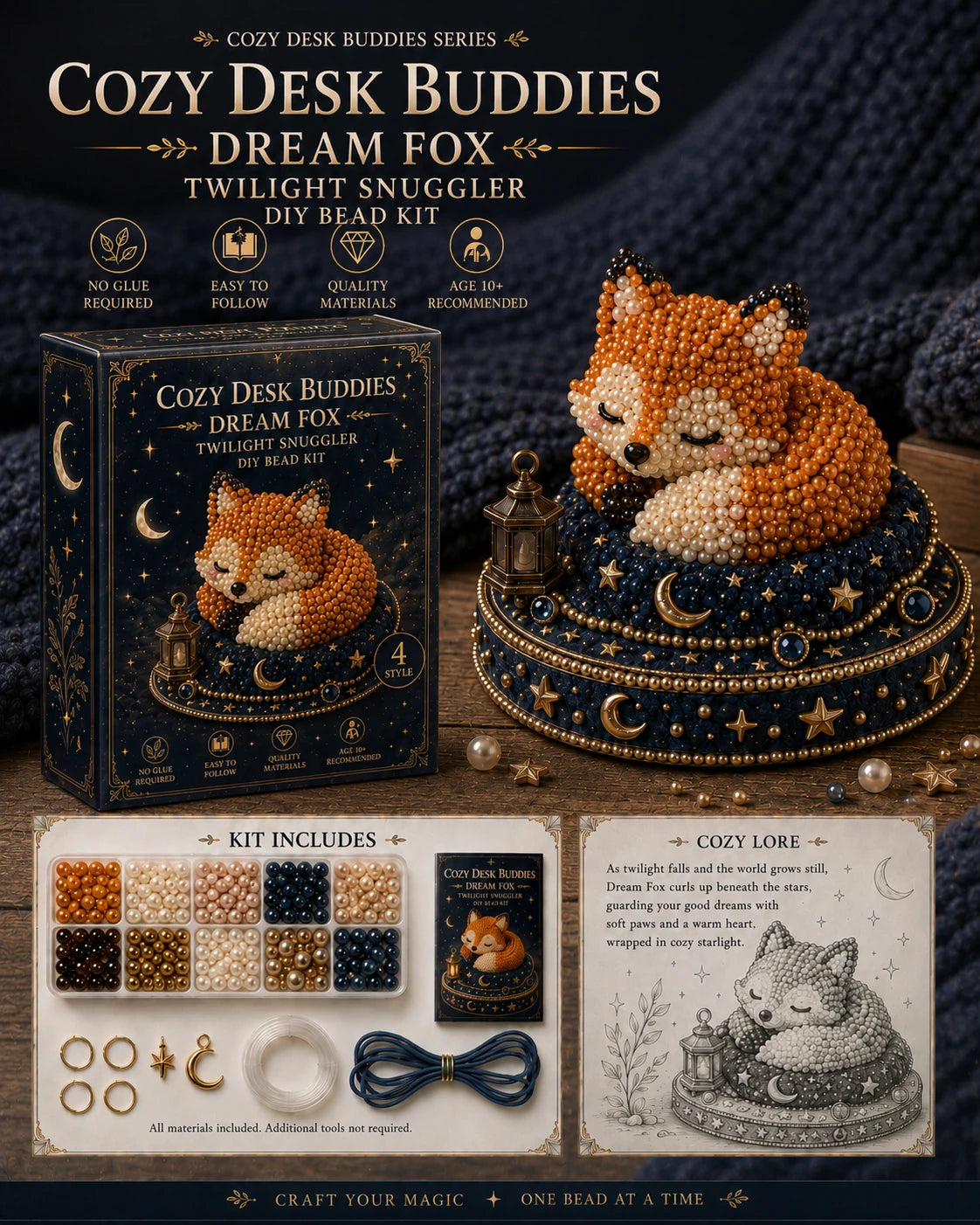 🧵 Cozy Desk Buddies DIY Bead Kit | Handmade Mini Desk Companion