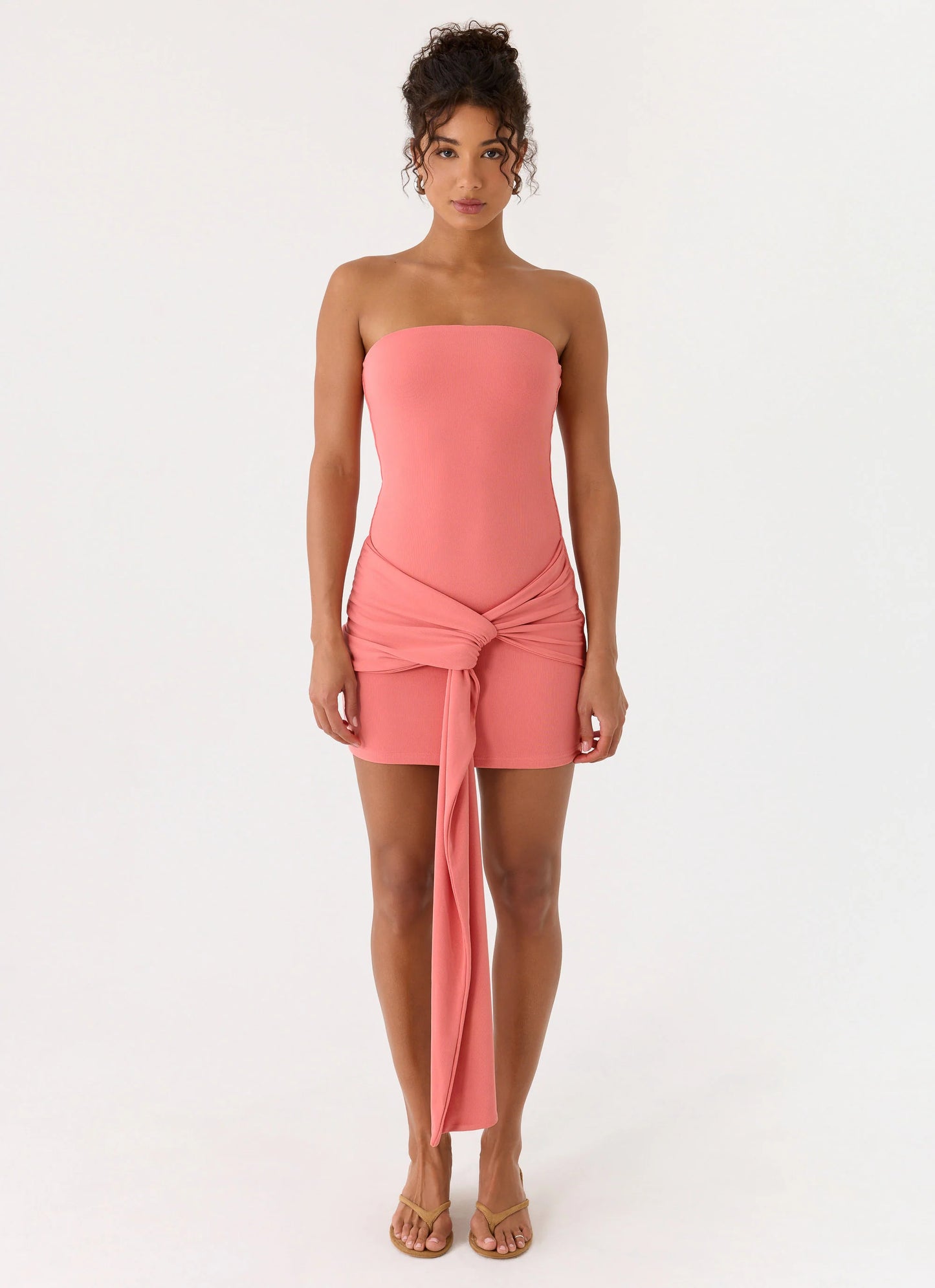 Jiliana Strapless Mini Dress - Coral