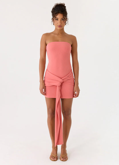 Jiliana Strapless Mini Dress - Coral