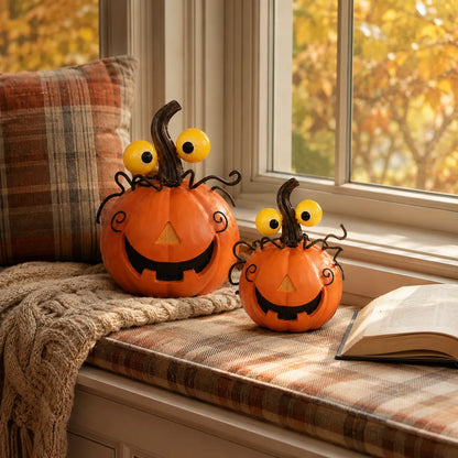 Set of 2 Lighted Pumpkin Spider Decorations
