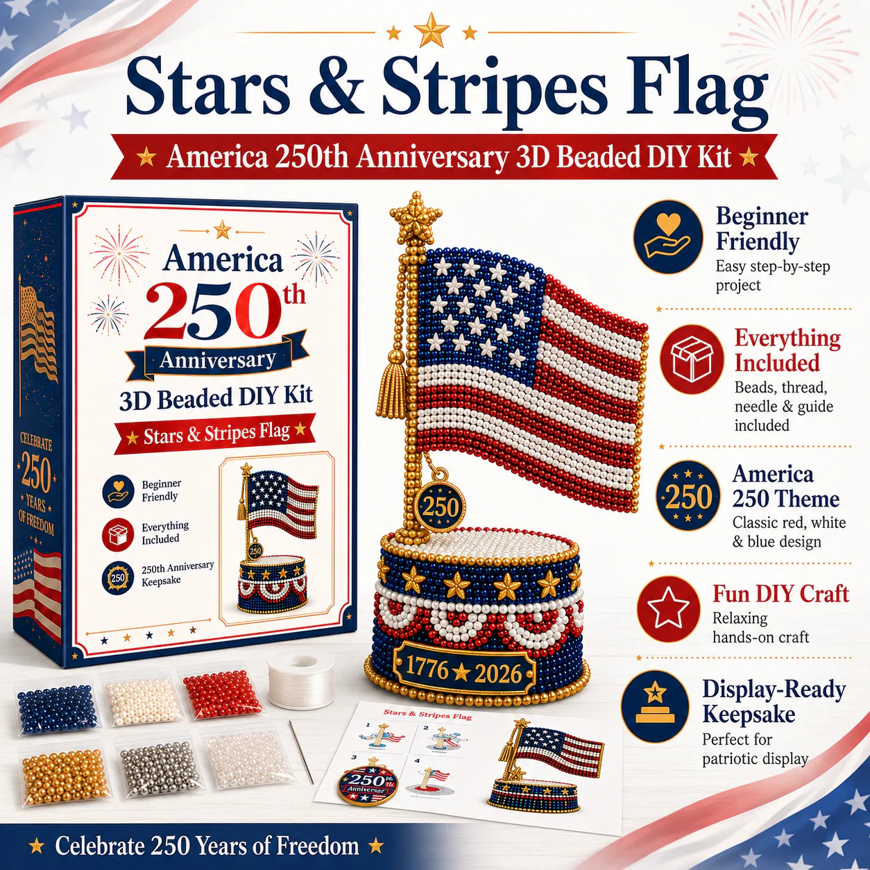 🔥LAST DAY 50% OFF - America 250th Anniversary 3D Beaded DIY Kit
