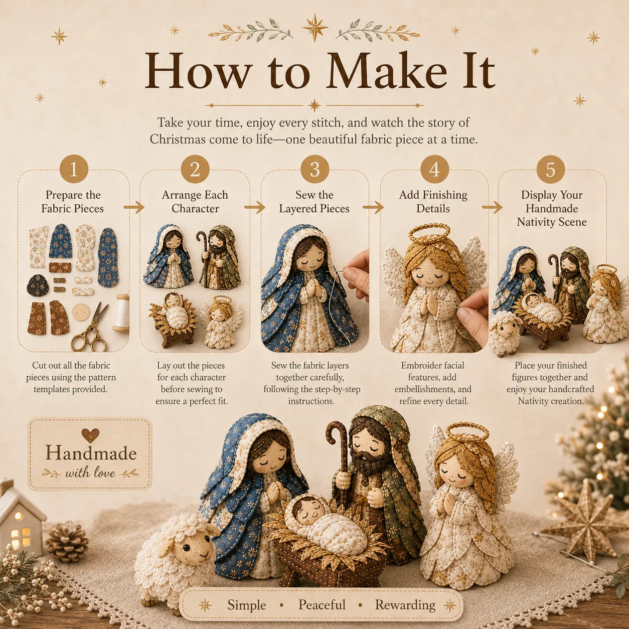 ✨DIY Patchwork Nativity Scene Sewing Kit