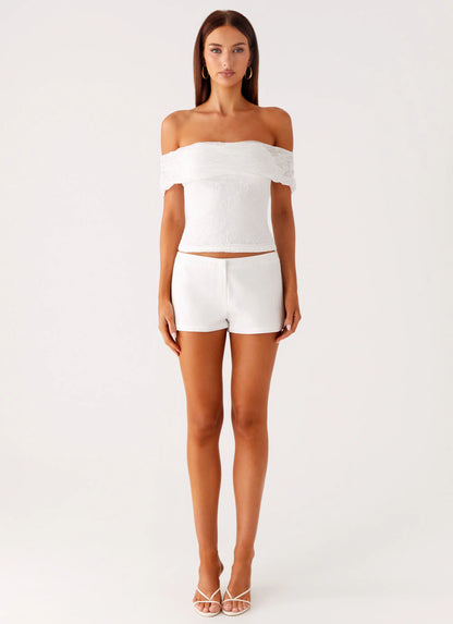 Tabby Off Shoulder Top - White
