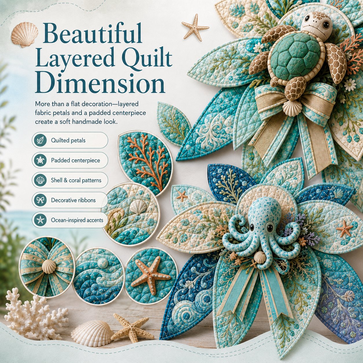 🧵🌊 Turn a few pieces of fabric into a BIG piece of coastal magic! 🐚💙