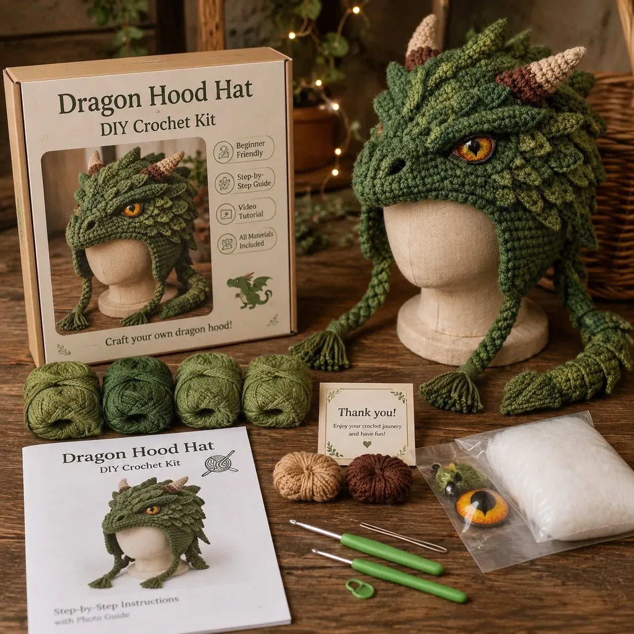 🔥Last Day 50% OFF - 🧵Fantasy Hood Hat DIY Crochet Kit – Create Your Own Magical Wearable Character Hat