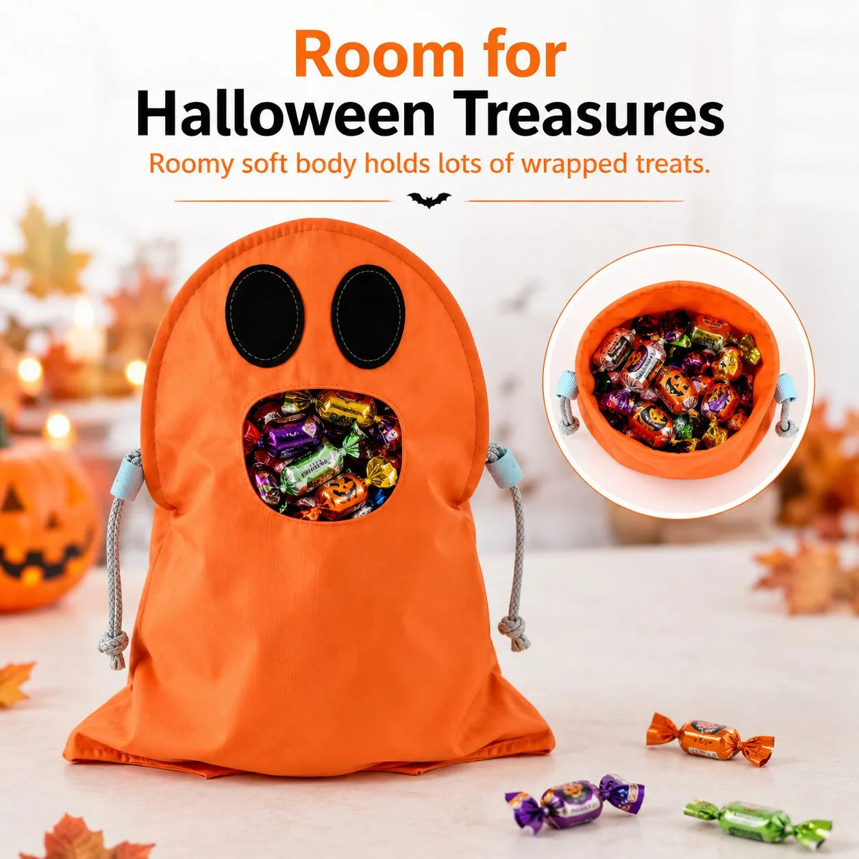 👻 Hands-Free “Feed the Ghost” Halloween Treat Bag for Kids  🎃🍬