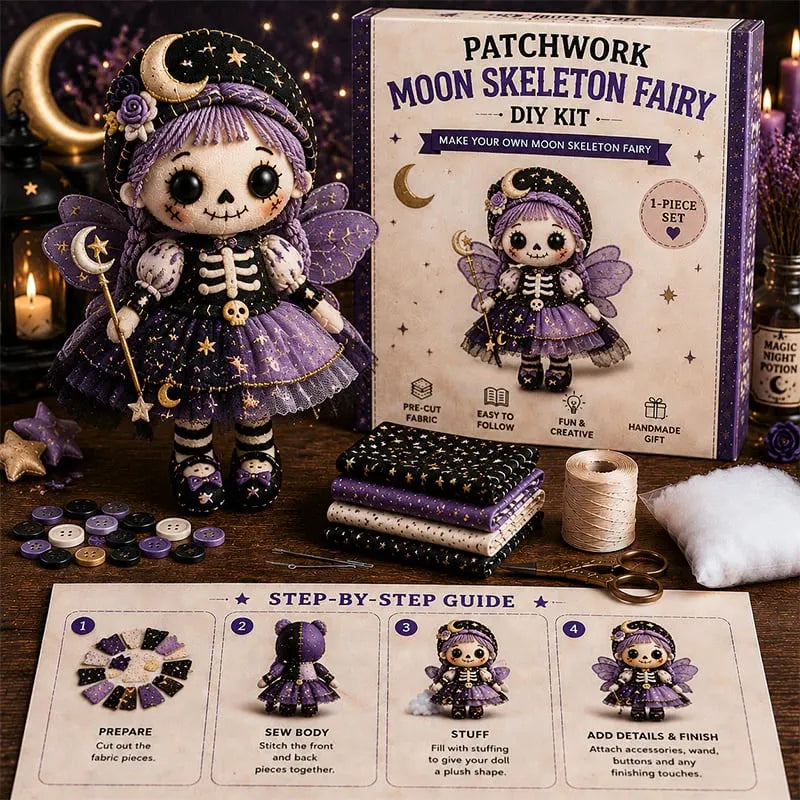 🎃 Patchwork Skeleton Witch Girl DIY Kit