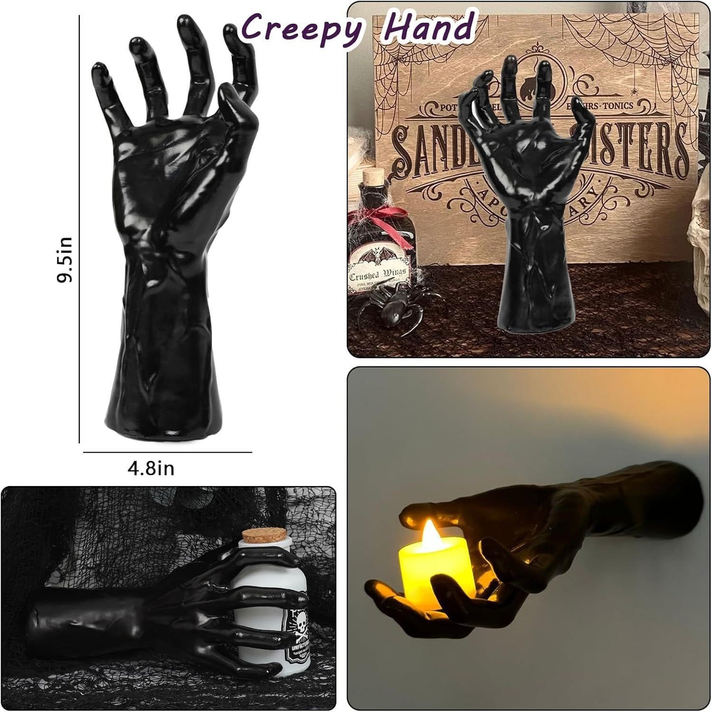 🖤 Wall Mounted Creepy Reaching Hands - Life-Sized Gothic Candle Holders