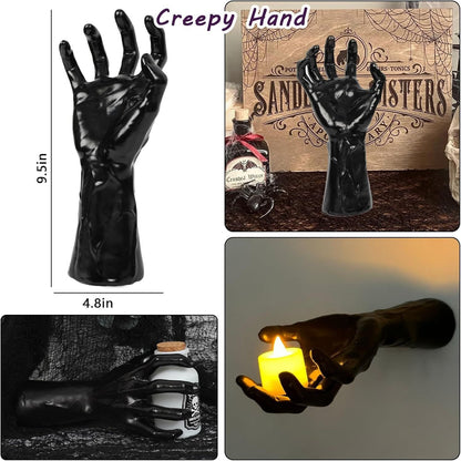 🖤 Wall Mounted Creepy Reaching Hands - Life-Sized Gothic Candle Holders