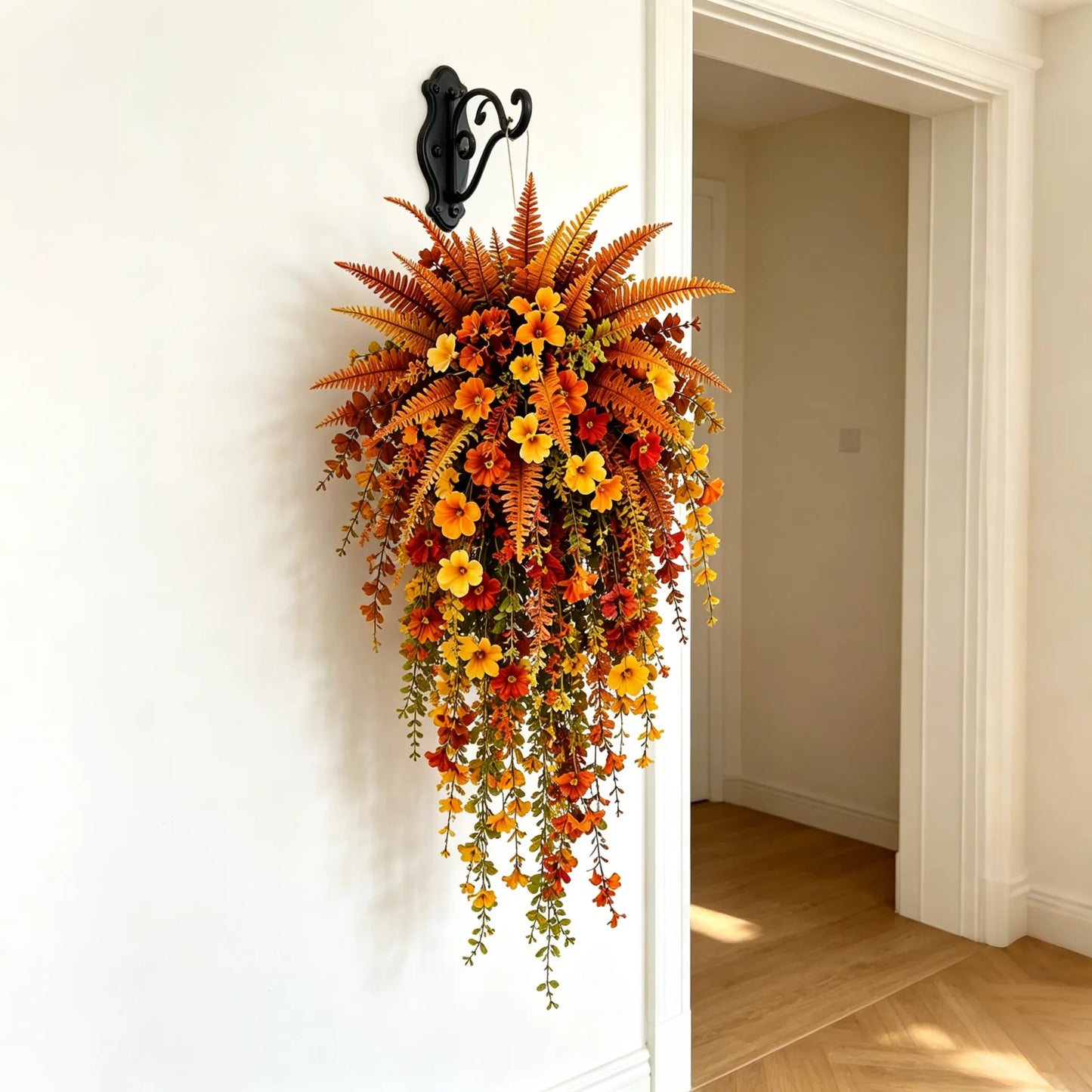 🍂Artificial Fall Harvest Hanging Basket – Autumn Porch & Door Decoration