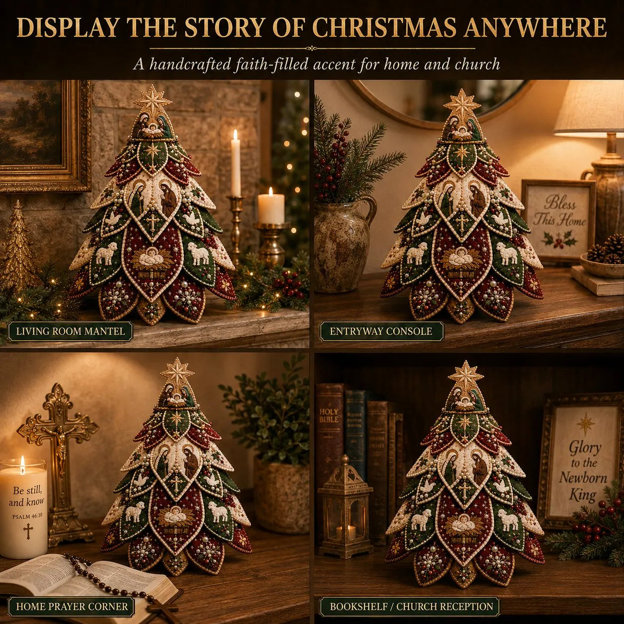 ✝️Religious-Themed Beaded & Quilted Christmas Tree DIY Kit