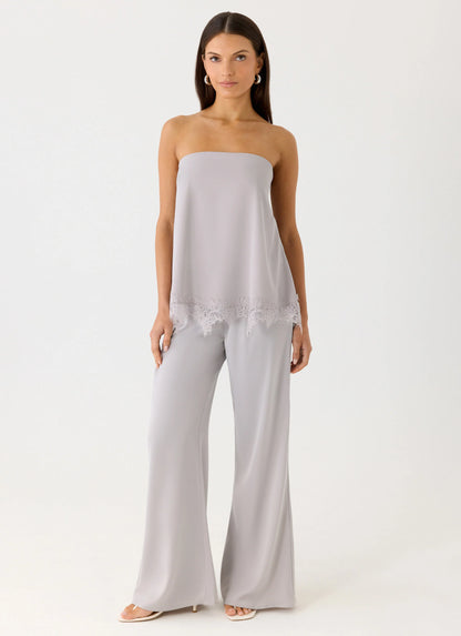 Sorena Low Rise Flared Pants - Misty Blue