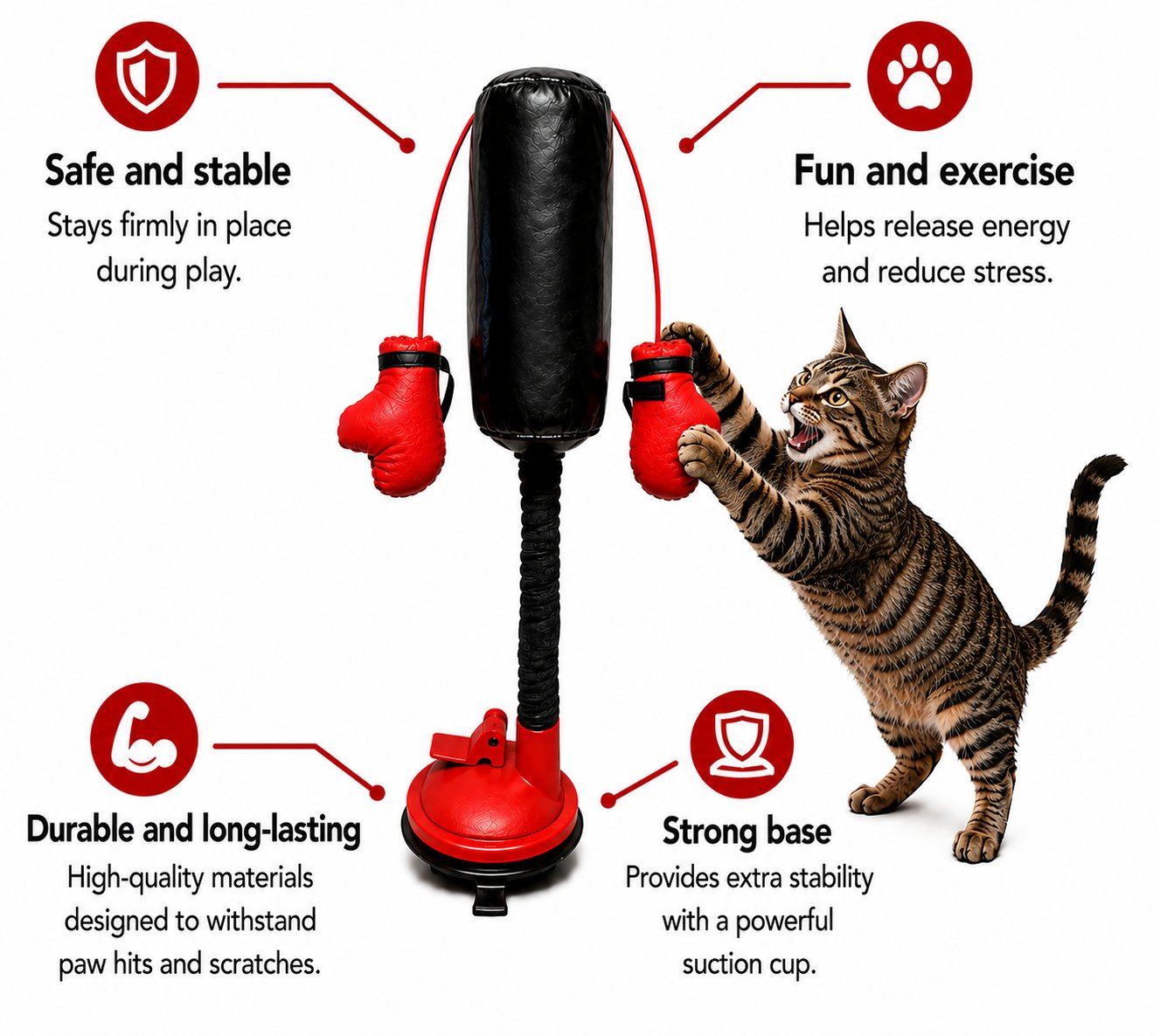 🐱Keeps indoor cats active🥊Mini Cat Punching Bag