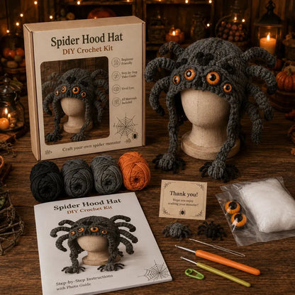 🔥 LAST DAY 49% OFF – 🎃 Halloween Monster Hood DIY Crochet Kit | Premium Soft Yarn Materials with Step-by-Step Guide DIY Handmade Wearable Character Hood 🧶🎭✨