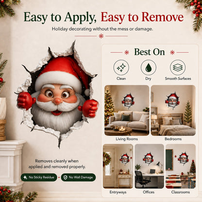 Creative 3D Christmas Santa Wall Sticker