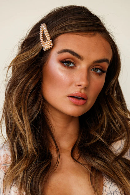 Tilly Beaded Oversized Barrette Champagne