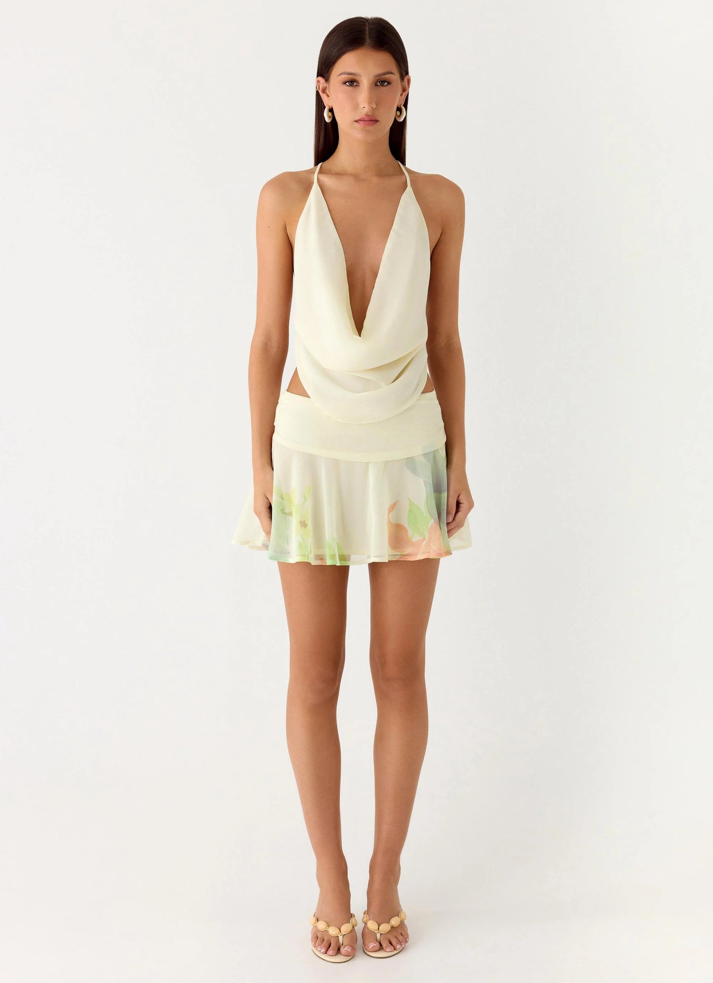 Sweet Charm Cowl Neck Top - Spring Meadow
