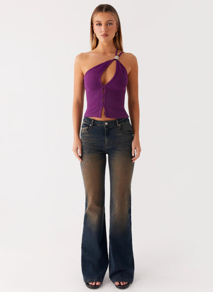 Oregon Flared Denim Jeans - Dirty Black Wash
