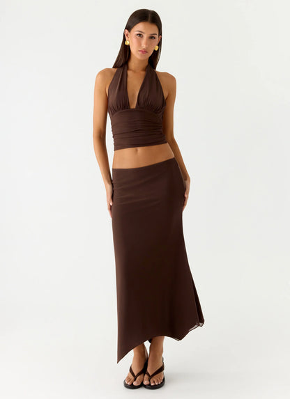 Kerrie Hanky Midi Skirt - Chocolate