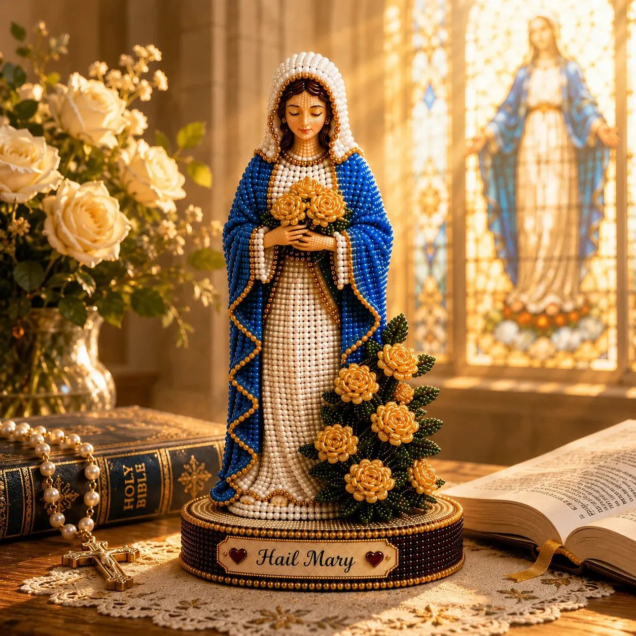 ✝️Vintage Blessed Virgin Mary 3D Beaded DIY Kit💕