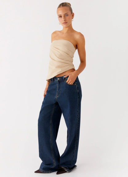 Briana Strapless Top - Tan