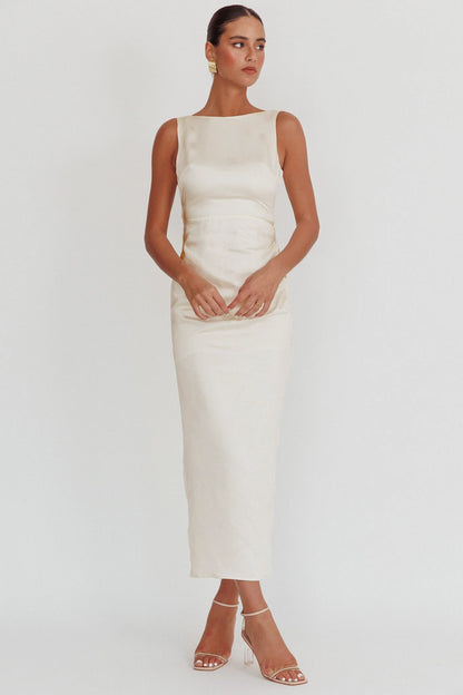 Leila Boat Neck Maxi Dress Ivory