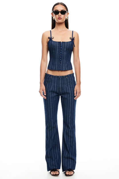 LIONESS Charismatic Denim Corset Navy