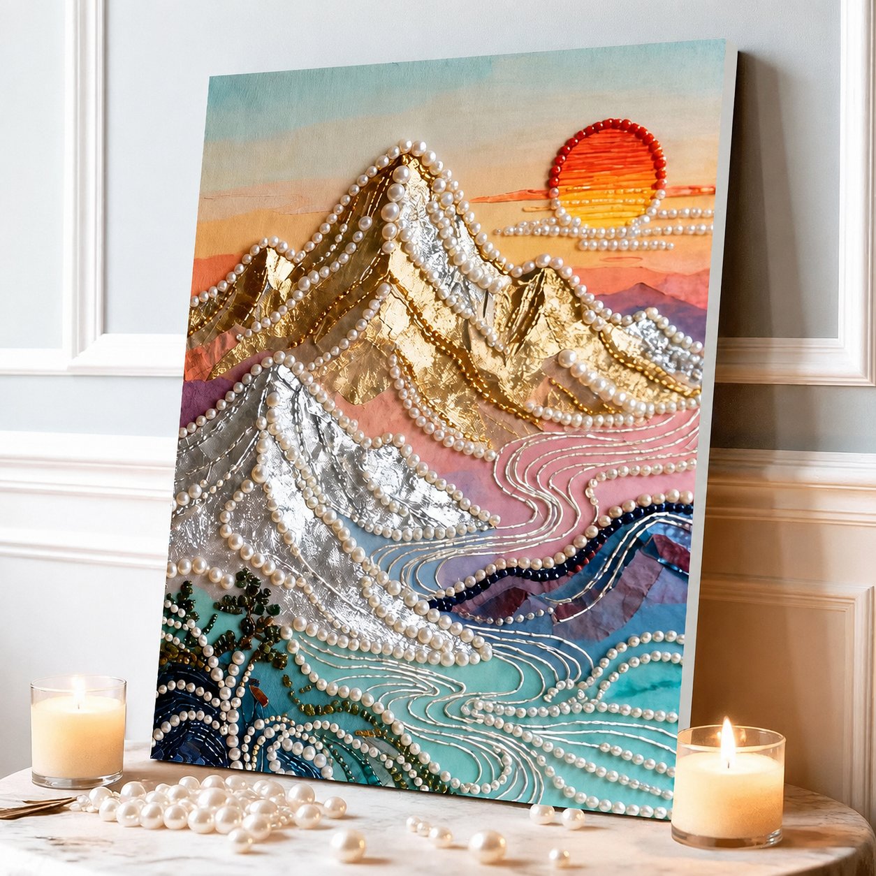 DIY Self-Adhesive Pearl Canvas Art for Elegant Wall Decor