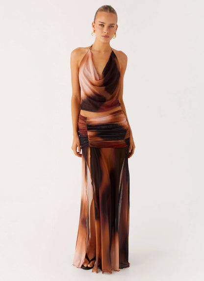Stargazer Mesh Maxi Skirt - Black Gradient