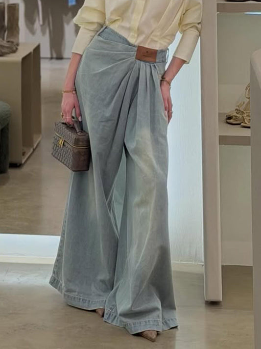 Women's High-waisted Casual Loose-fitting Wide-leg Jeans