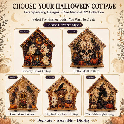 🏚️🎃Moonlit Wooden Cottage 3D Pearl Art Kit Collection | Complete Kit with All Tools & Step-by-Step Guide Included 💕