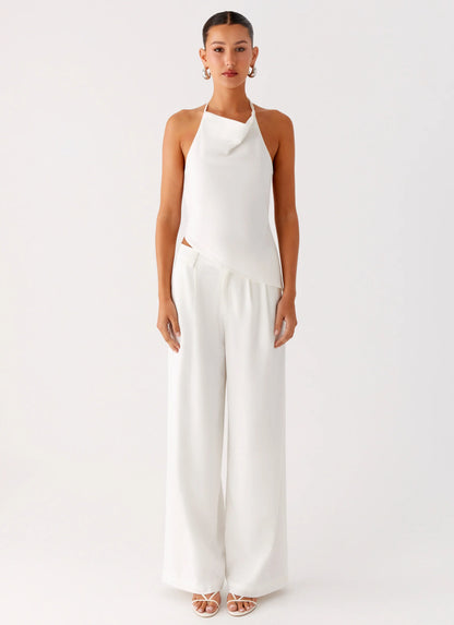 Delong Backless Linen Top - White