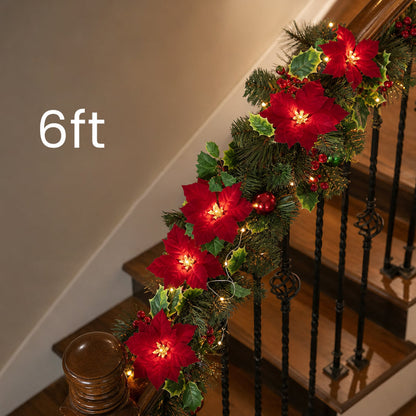 🎄✨Christmas Poinsettia LED Garland String Lights
