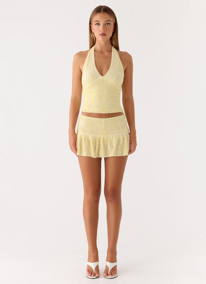 Mimi Beaded Mini Skort - Yellow