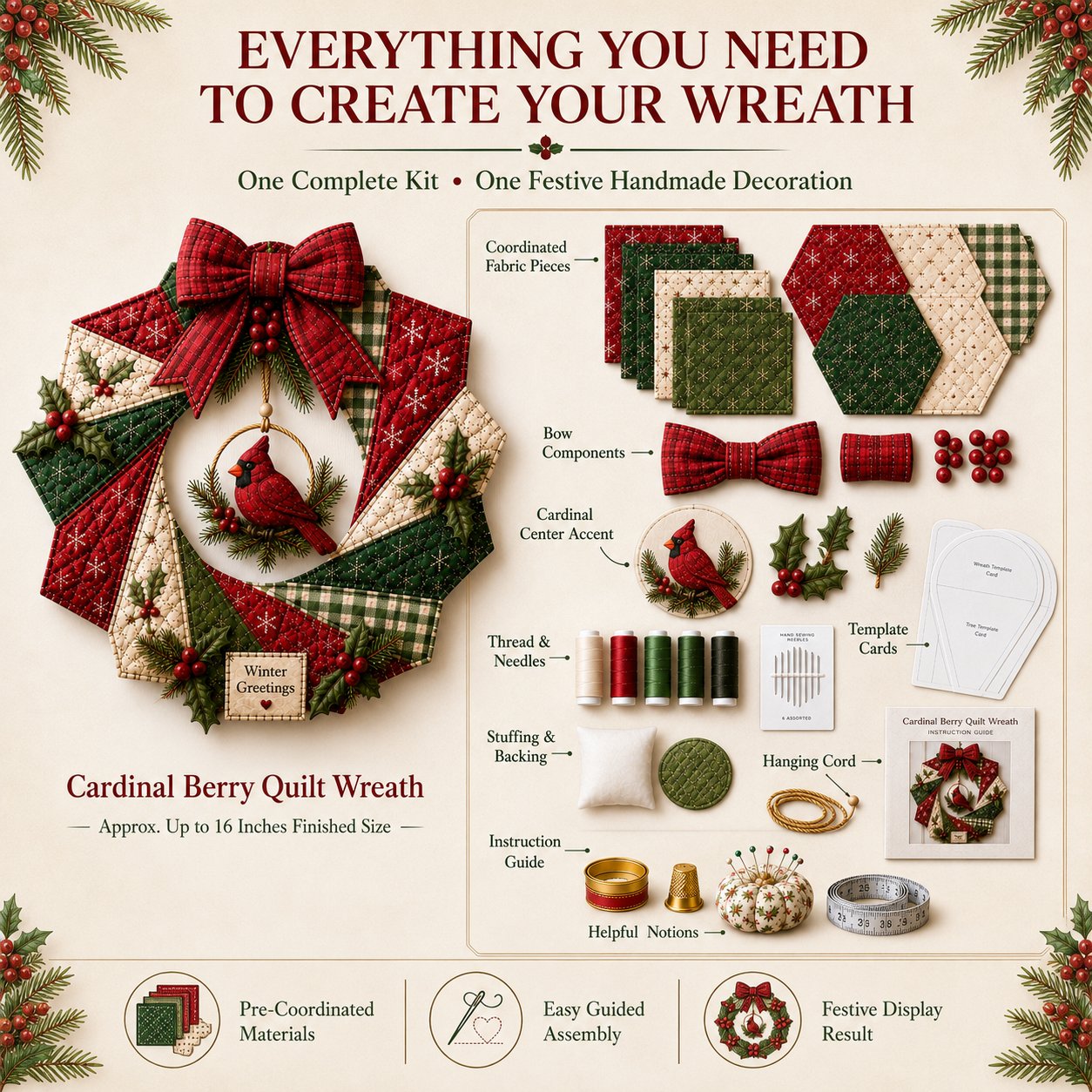 🎄Christmas Fabric Wreath DIY Kit – A Keepsake You’ll Hang with Pride Year After Year💫