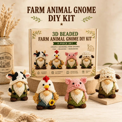 3D Beaded Farm Animal Gnome DIY Kit